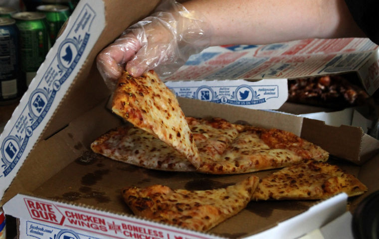 Pizza for lunch at the USO